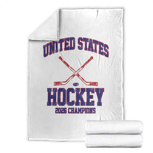 United States Hockey 2026 Champions Throw Blanket Patriotic USA Ice Hockey Victory Fan TS02 White Print Your Wear