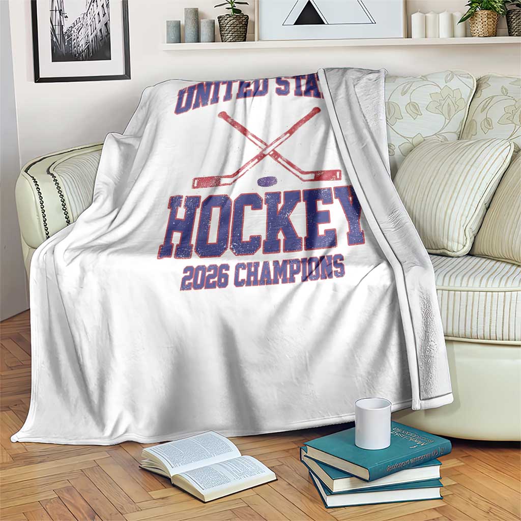 United States Hockey 2026 Champions Throw Blanket Patriotic USA Ice Hockey Victory Fan TS02 Print Your Wear