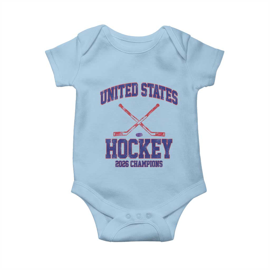 United States Hockey 2026 Champions Baby Onesie Patriotic USA Ice Hockey Victory Fan TS02 Light Blue Print Your Wear