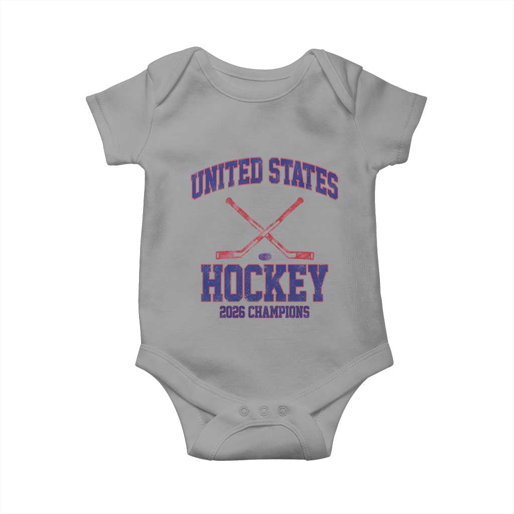 United States Hockey 2026 Champions Baby Onesie Patriotic USA Ice Hockey Victory Fan TS02 Sport Gray Print Your Wear