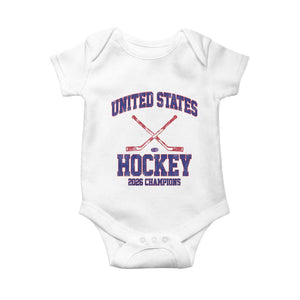 United States Hockey 2026 Champions Baby Onesie Patriotic USA Ice Hockey Victory Fan TS02 White Print Your Wear