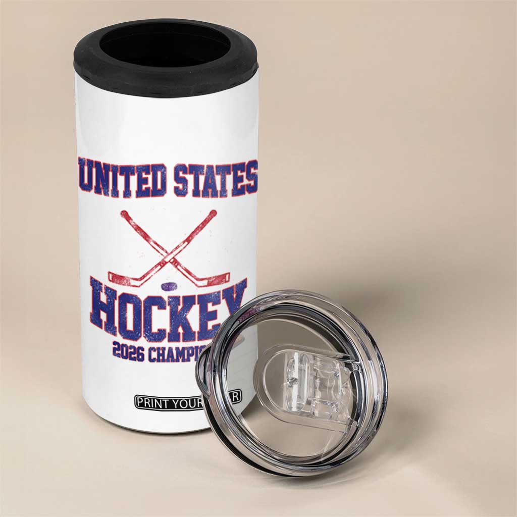 United States Hockey 2026 Champions 4 in 1 Can Cooler Tumbler Patriotic USA Ice Hockey Victory Fan TS02 Print Your Wear