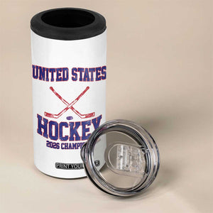 United States Hockey 2026 Champions 4 in 1 Can Cooler Tumbler Patriotic USA Ice Hockey Victory Fan TS02 Print Your Wear