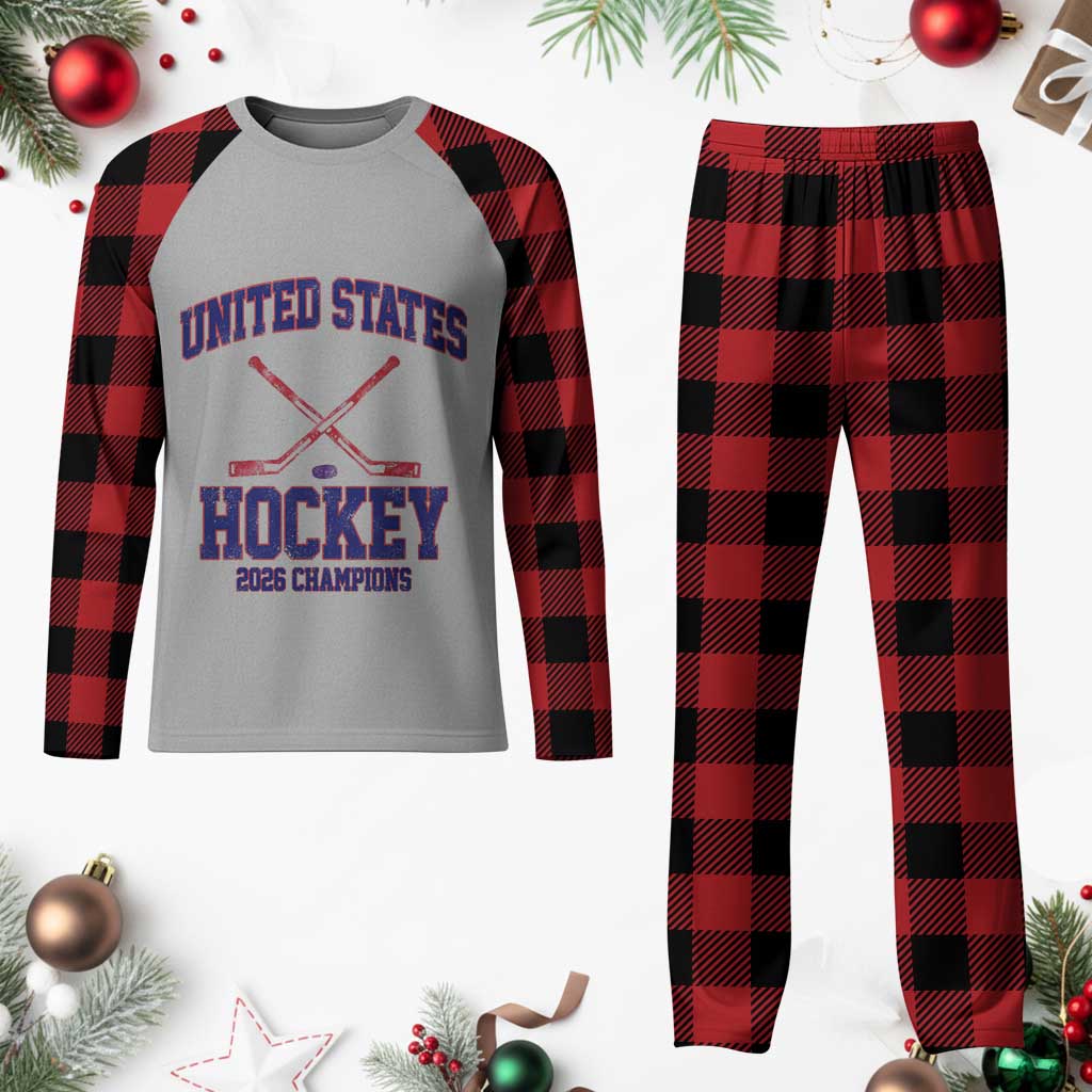 United States Hockey 2026 Champions Plaid Pajama Set Patriotic USA Ice Hockey Victory Fan TS02 Buffalo Plaid Print Your Wear