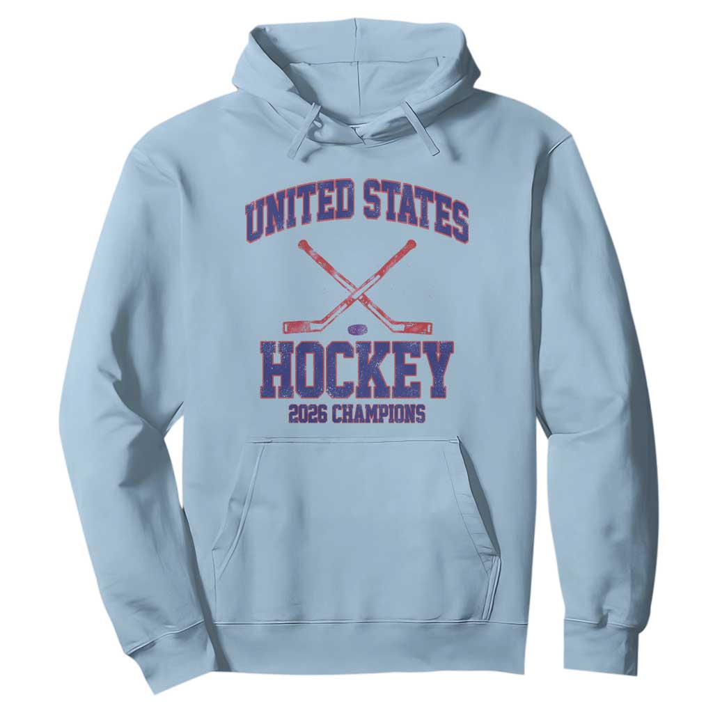 United States Hockey 2026 Champions Hoodie Patriotic USA Ice Hockey Victory Fan TS02 Light Blue Print Your Wear