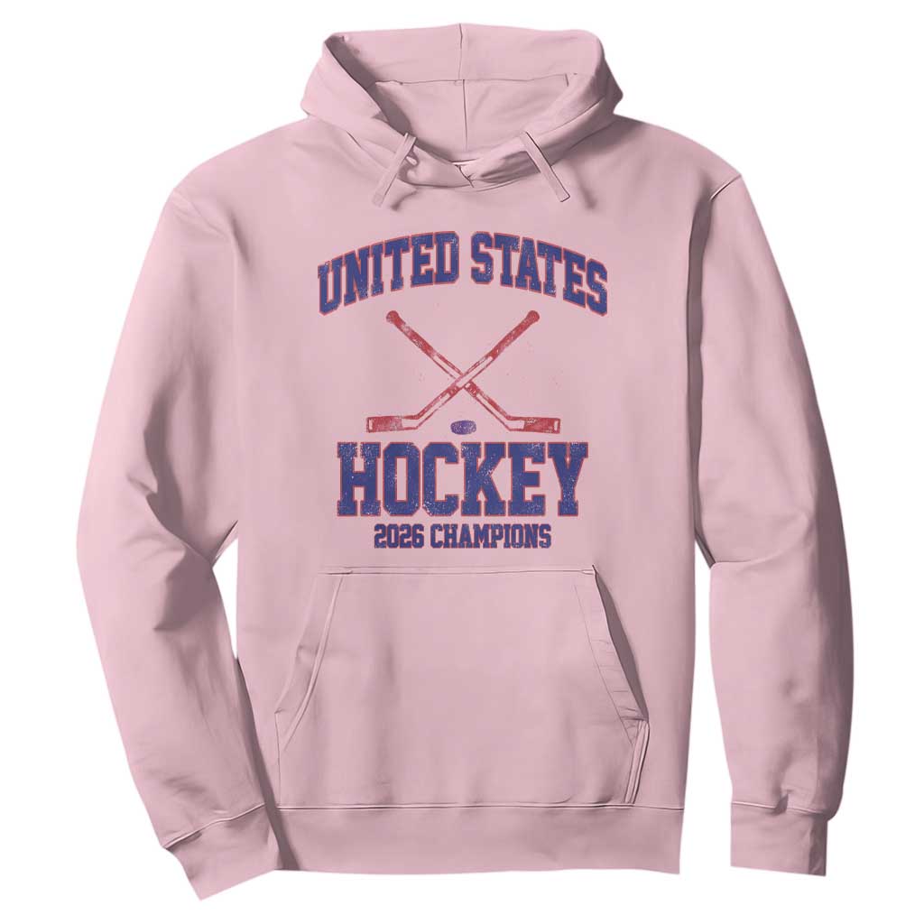 United States Hockey 2026 Champions Hoodie Patriotic USA Ice Hockey Victory Fan TS02 Light Pink Print Your Wear