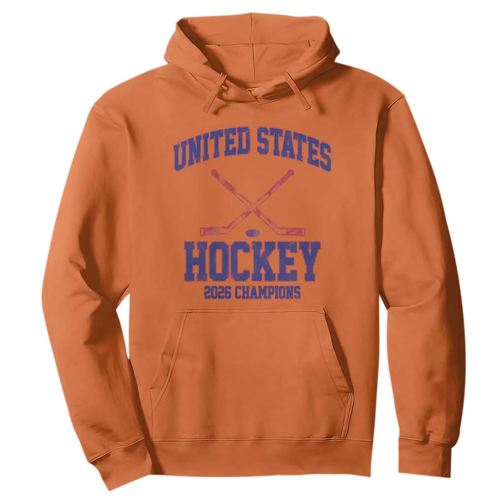 United States Hockey 2026 Champions Hoodie Patriotic USA Ice Hockey Victory Fan TS02 Orange Print Your Wear