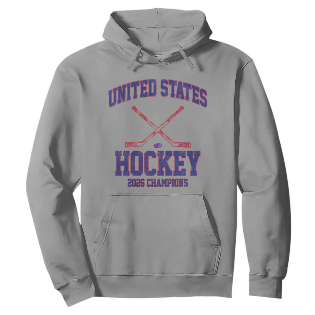 United States Hockey 2026 Champions Hoodie Patriotic USA Ice Hockey Victory Fan TS02 Sport Gray Print Your Wear