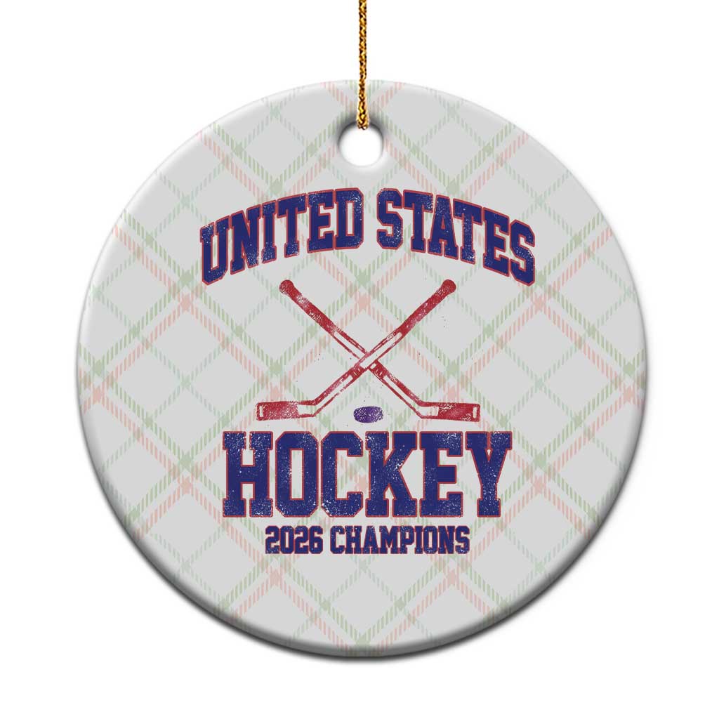 United States Hockey 2026 Champions Ceramic Ornament Patriotic USA Ice Hockey Victory Fan TS02 1pc Christmas Plaid Print Your Wear
