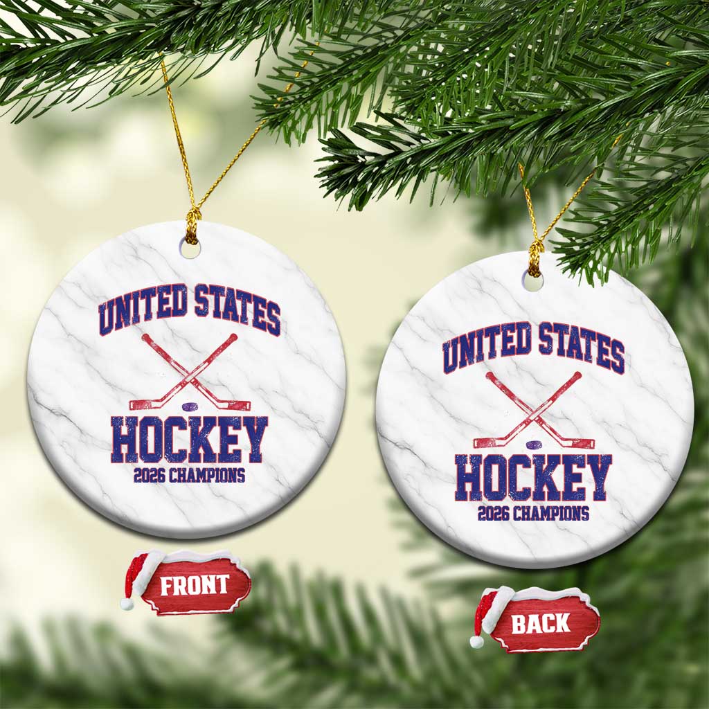 United States Hockey 2026 Champions Ceramic Ornament Patriotic USA Ice Hockey Victory Fan TS02 1pc White Marble Print Your Wear