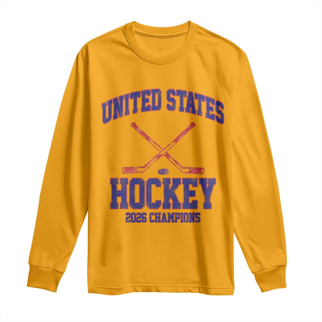 United States Hockey 2026 Champions Long Sleeve Shirt Patriotic USA Ice Hockey Victory Fan TS02 Gold Print Your Wear