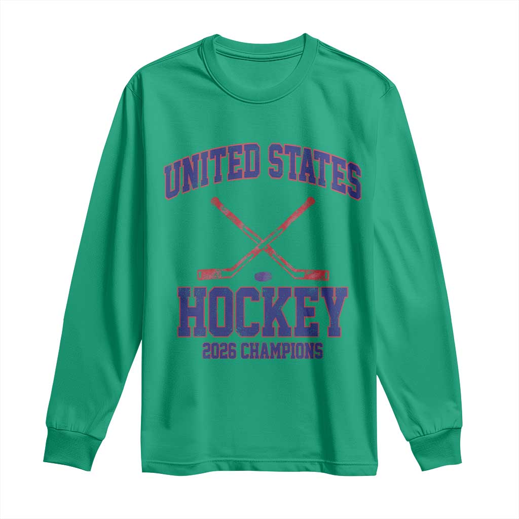 United States Hockey 2026 Champions Long Sleeve Shirt Patriotic USA Ice Hockey Victory Fan TS02 Irish Green Print Your Wear