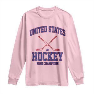 United States Hockey 2026 Champions Long Sleeve Shirt Patriotic USA Ice Hockey Victory Fan TS02 Light Pink Print Your Wear