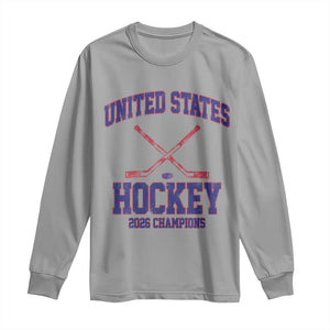 United States Hockey 2026 Champions Long Sleeve Shirt Patriotic USA Ice Hockey Victory Fan TS02 Sport Gray Print Your Wear