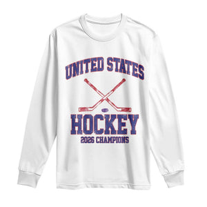 United States Hockey 2026 Champions Long Sleeve Shirt Patriotic USA Ice Hockey Victory Fan TS02 White Print Your Wear