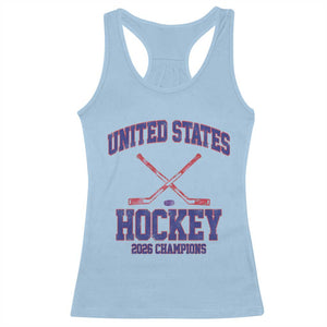United States Hockey 2026 Champions Racerback Tank Top Patriotic USA Ice Hockey Victory Fan TS02 Light Blue Print Your Wear