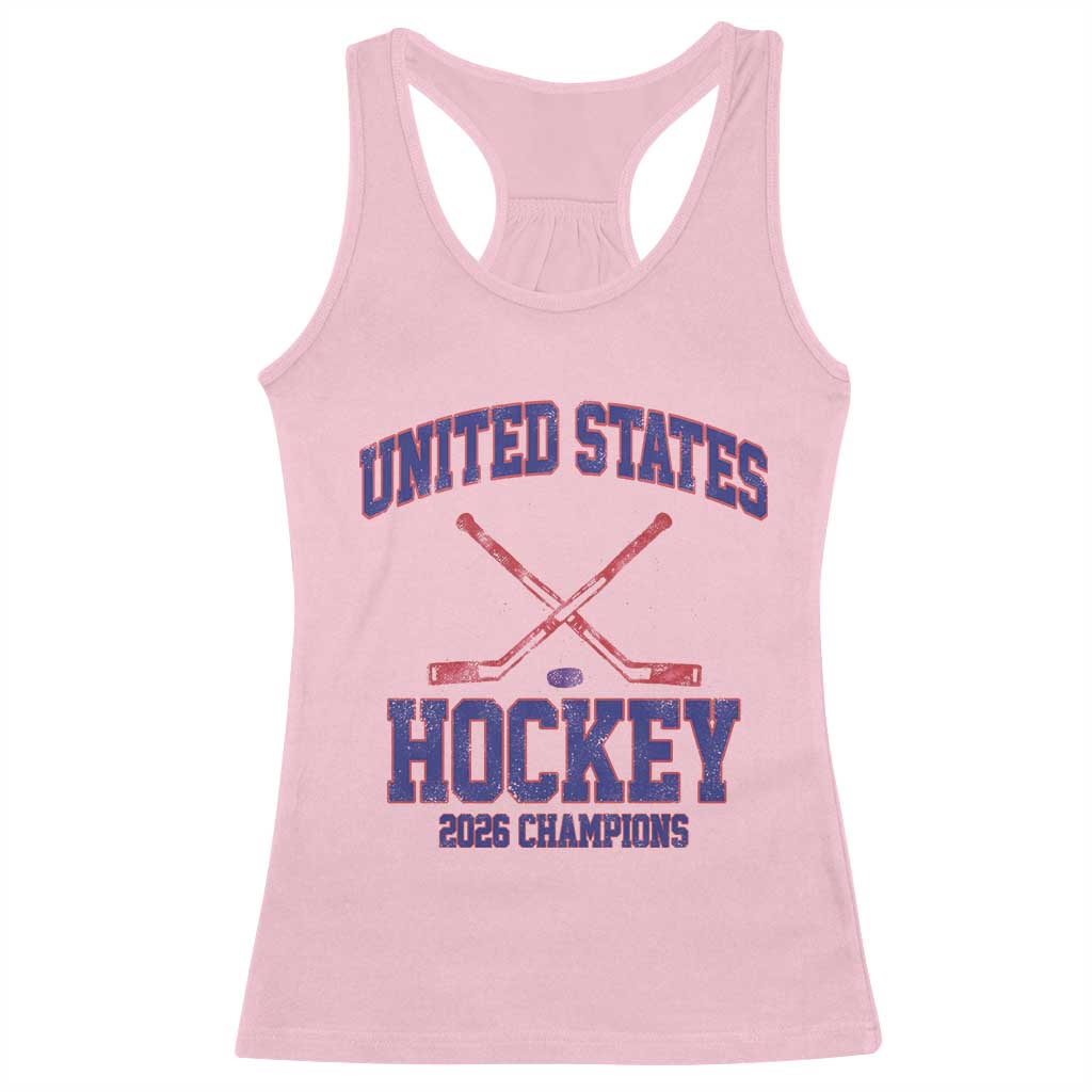 United States Hockey 2026 Champions Racerback Tank Top Patriotic USA Ice Hockey Victory Fan TS02 Light Pink Print Your Wear