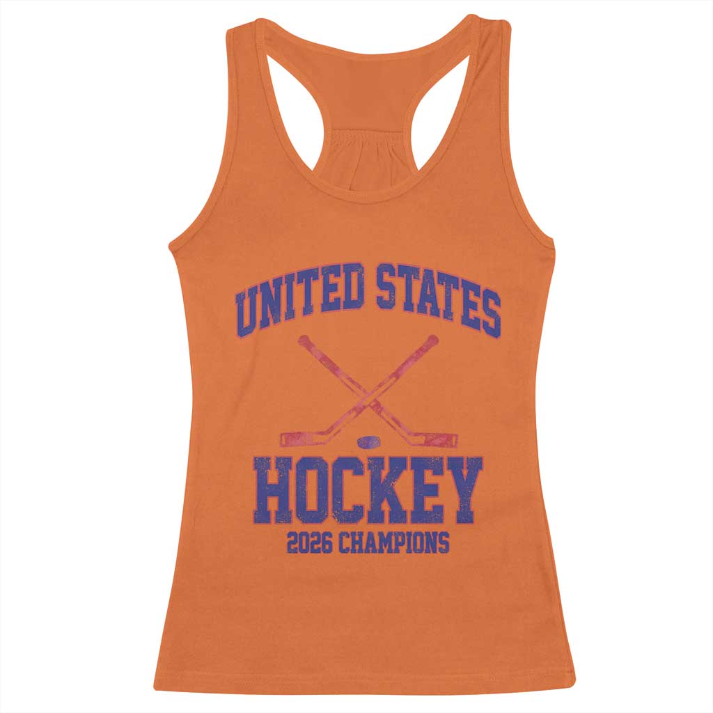 United States Hockey 2026 Champions Racerback Tank Top Patriotic USA Ice Hockey Victory Fan TS02 Orange Print Your Wear