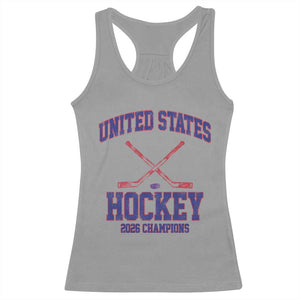 United States Hockey 2026 Champions Racerback Tank Top Patriotic USA Ice Hockey Victory Fan TS02 Sport Gray Print Your Wear