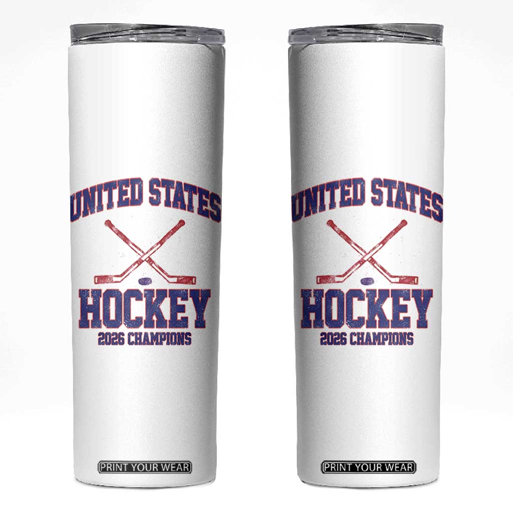United States Hockey 2026 Champions Skinny Tumbler Patriotic USA Ice Hockey Victory Fan TS02 White Print Your Wear