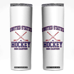 United States Hockey 2026 Champions Skinny Tumbler Patriotic USA Ice Hockey Victory Fan TS02 White Print Your Wear