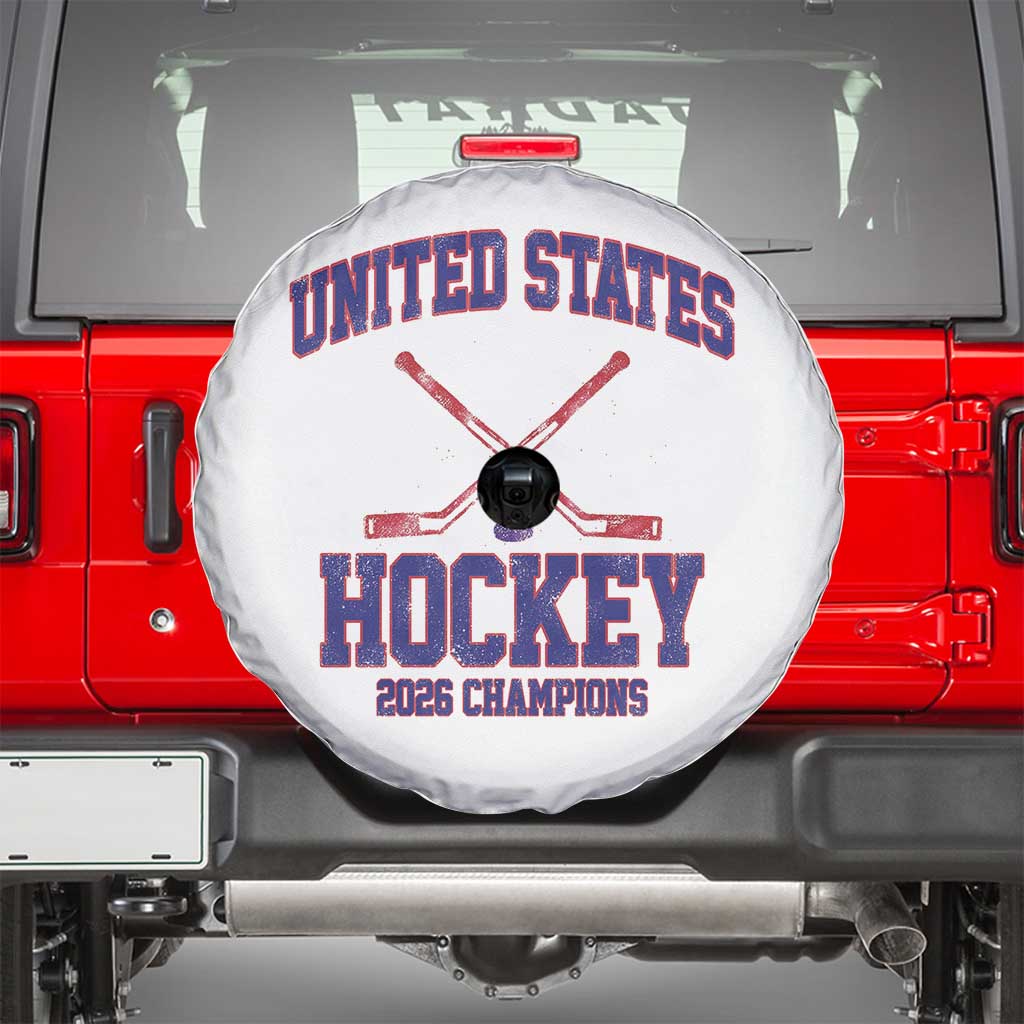 United States Hockey 2026 Champions Spare Tire Cover Patriotic USA Ice Hockey Victory Fan TS02 White Print Your Wear