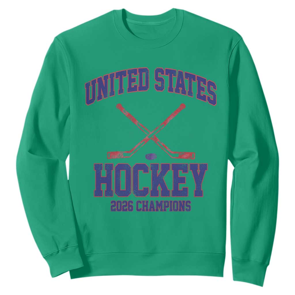 United States Hockey 2026 Champions Sweatshirt Patriotic USA Ice Hockey Victory Fan TS02 Irish Green Print Your Wear