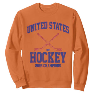 United States Hockey 2026 Champions Sweatshirt Patriotic USA Ice Hockey Victory Fan TS02 Orange Print Your Wear