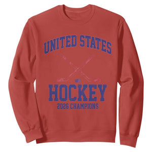 United States Hockey 2026 Champions Sweatshirt Patriotic USA Ice Hockey Victory Fan TS02 Red Print Your Wear