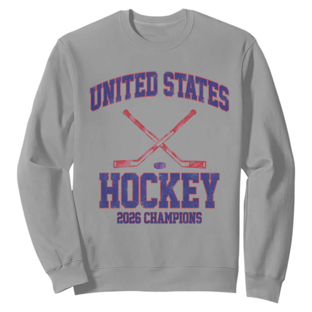 United States Hockey 2026 Champions Sweatshirt Patriotic USA Ice Hockey Victory Fan TS02 Sport Gray Print Your Wear