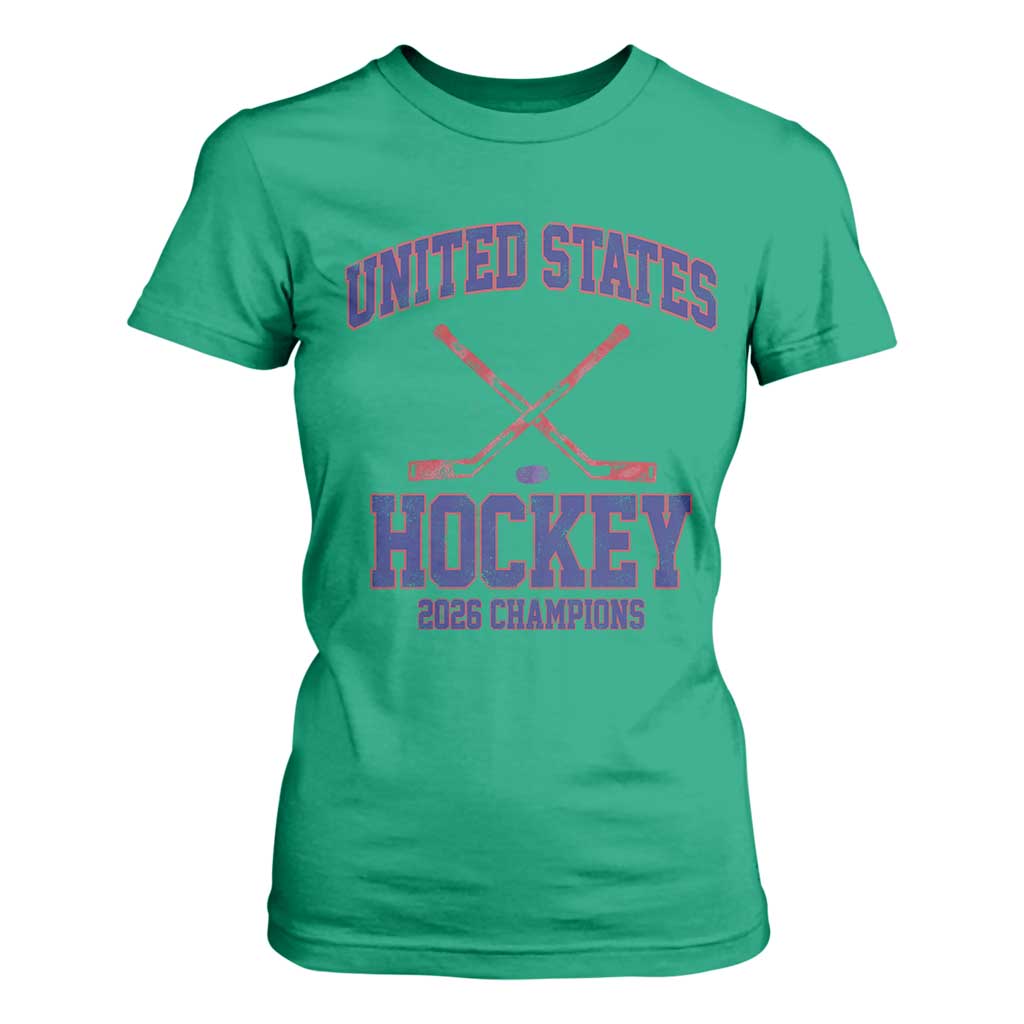 United States Hockey 2026 Champions T Shirt For Women Patriotic USA Ice Hockey Victory Fan TS02 Irish Green Print Your Wear