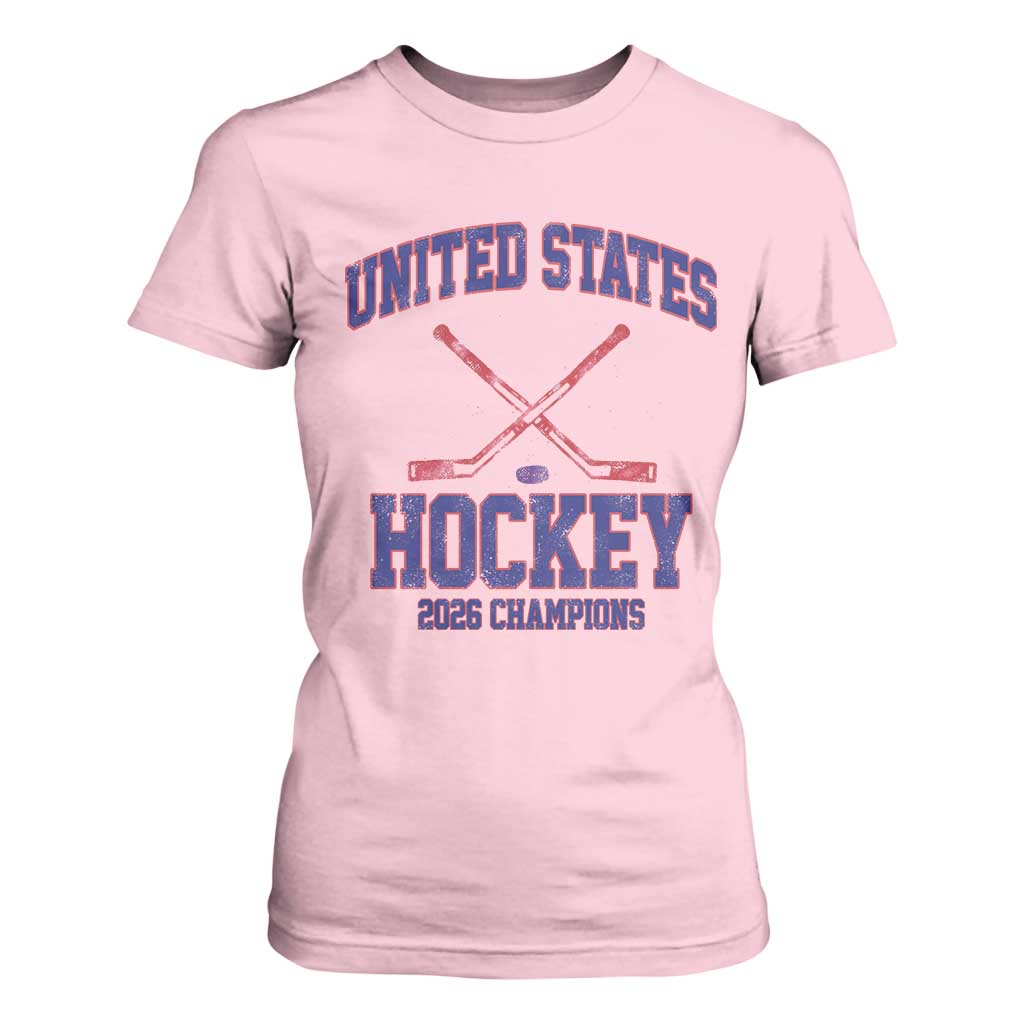 United States Hockey 2026 Champions T Shirt For Women Patriotic USA Ice Hockey Victory Fan TS02 Light Pink Print Your Wear