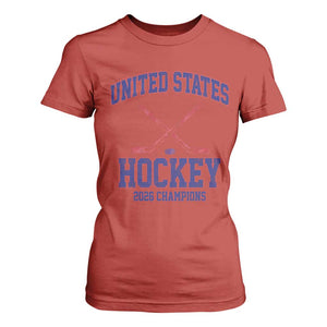 United States Hockey 2026 Champions T Shirt For Women Patriotic USA Ice Hockey Victory Fan TS02 Red Print Your Wear