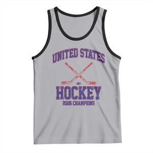 United States Hockey 2026 Champions Tank Top Patriotic USA Ice Hockey Victory Fan TS02 Athletic Heather Black Print Your Wear