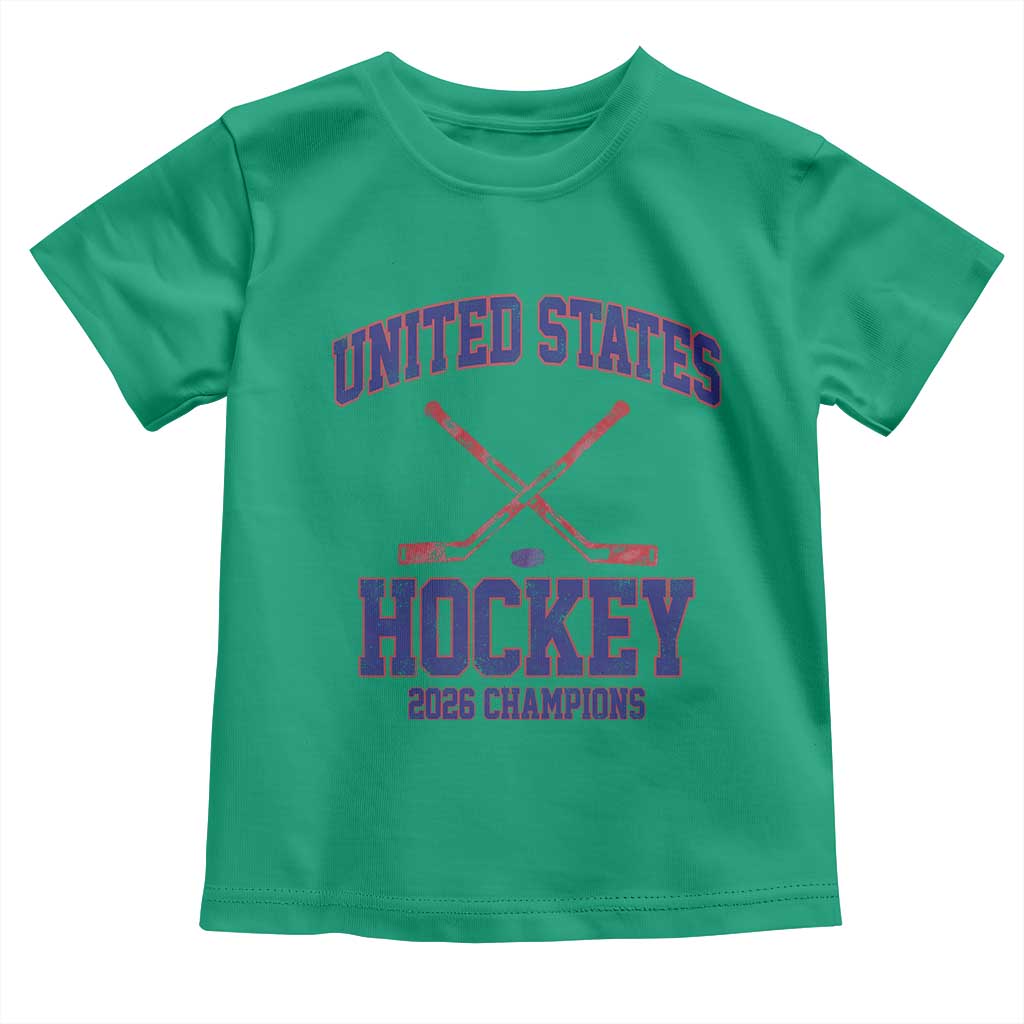 United States Hockey 2026 Champions Toddler T Shirt Patriotic USA Ice Hockey Victory Fan TS02 Irish Green Print Your Wear