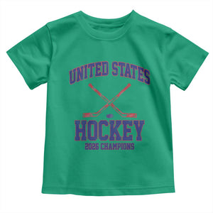 United States Hockey 2026 Champions Toddler T Shirt Patriotic USA Ice Hockey Victory Fan TS02 Irish Green Print Your Wear