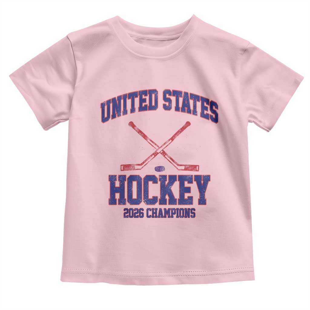 United States Hockey 2026 Champions Toddler T Shirt Patriotic USA Ice Hockey Victory Fan TS02 Light Pink Print Your Wear