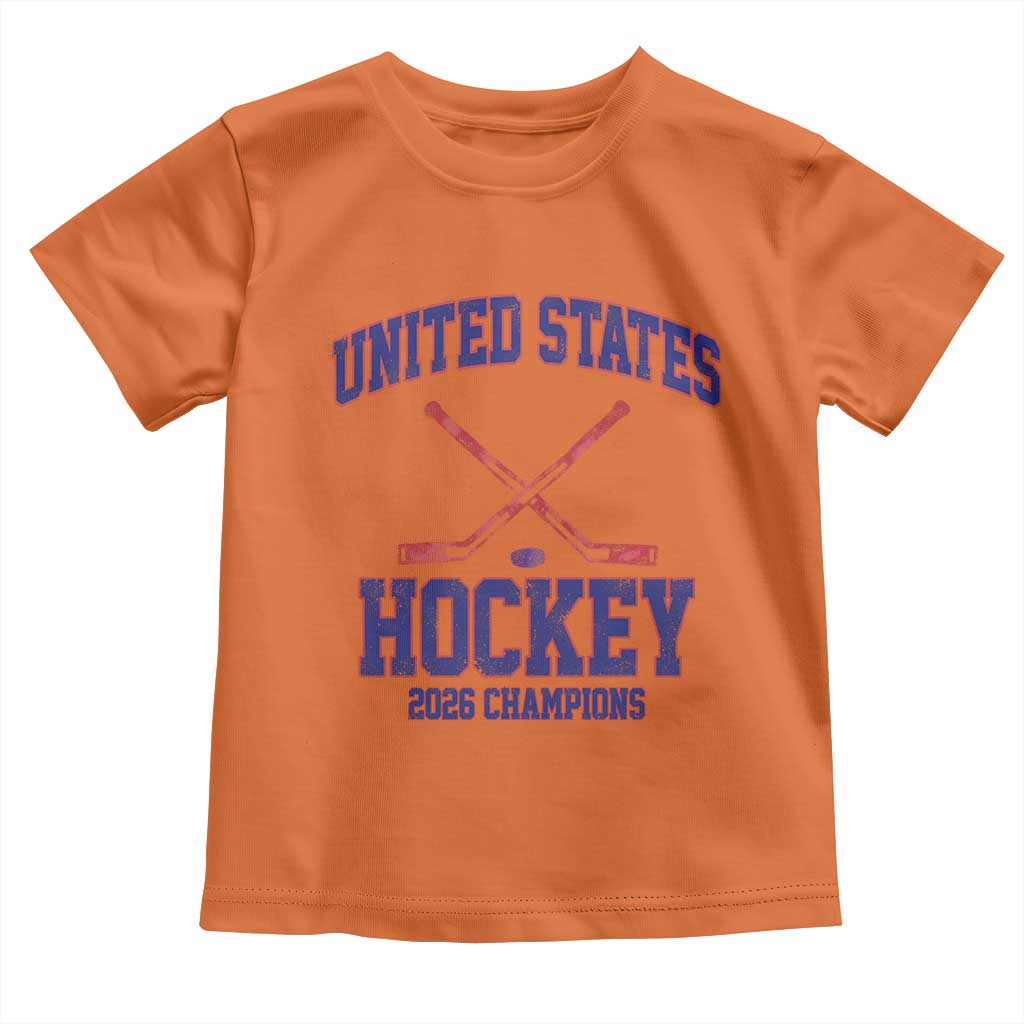 United States Hockey 2026 Champions Toddler T Shirt Patriotic USA Ice Hockey Victory Fan TS02 Orange Print Your Wear