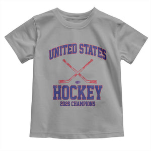 United States Hockey 2026 Champions Toddler T Shirt Patriotic USA Ice Hockey Victory Fan TS02 Sport Gray Print Your Wear