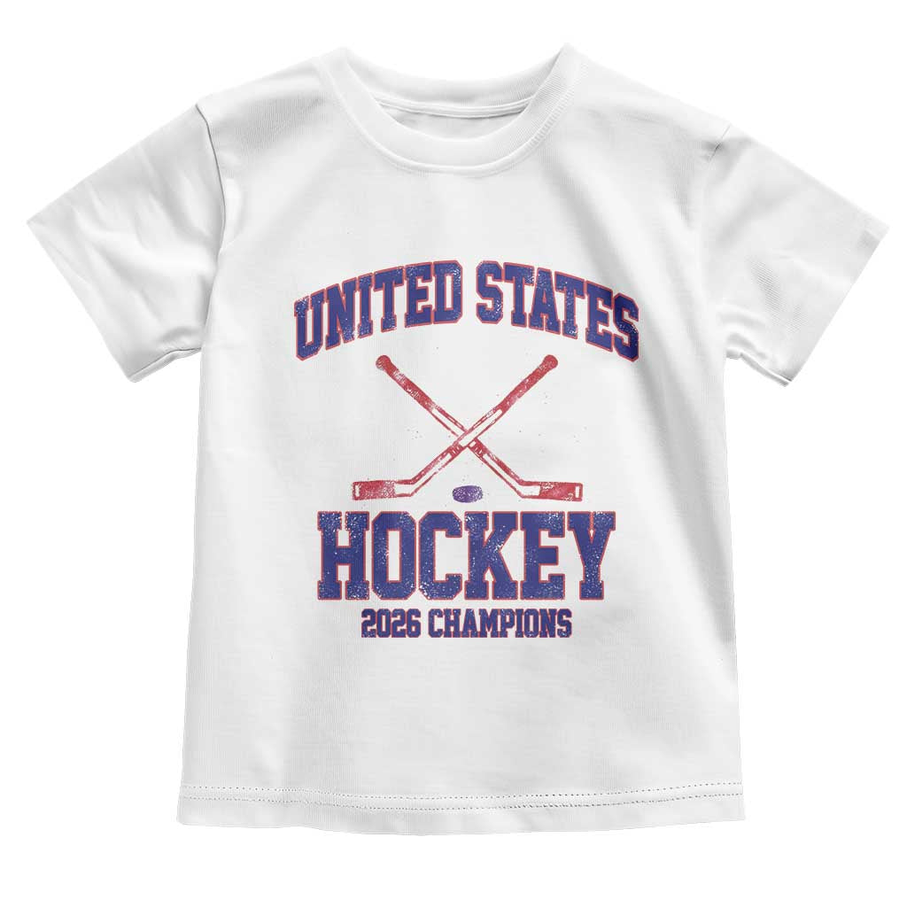United States Hockey 2026 Champions Toddler T Shirt Patriotic USA Ice Hockey Victory Fan TS02 White Print Your Wear