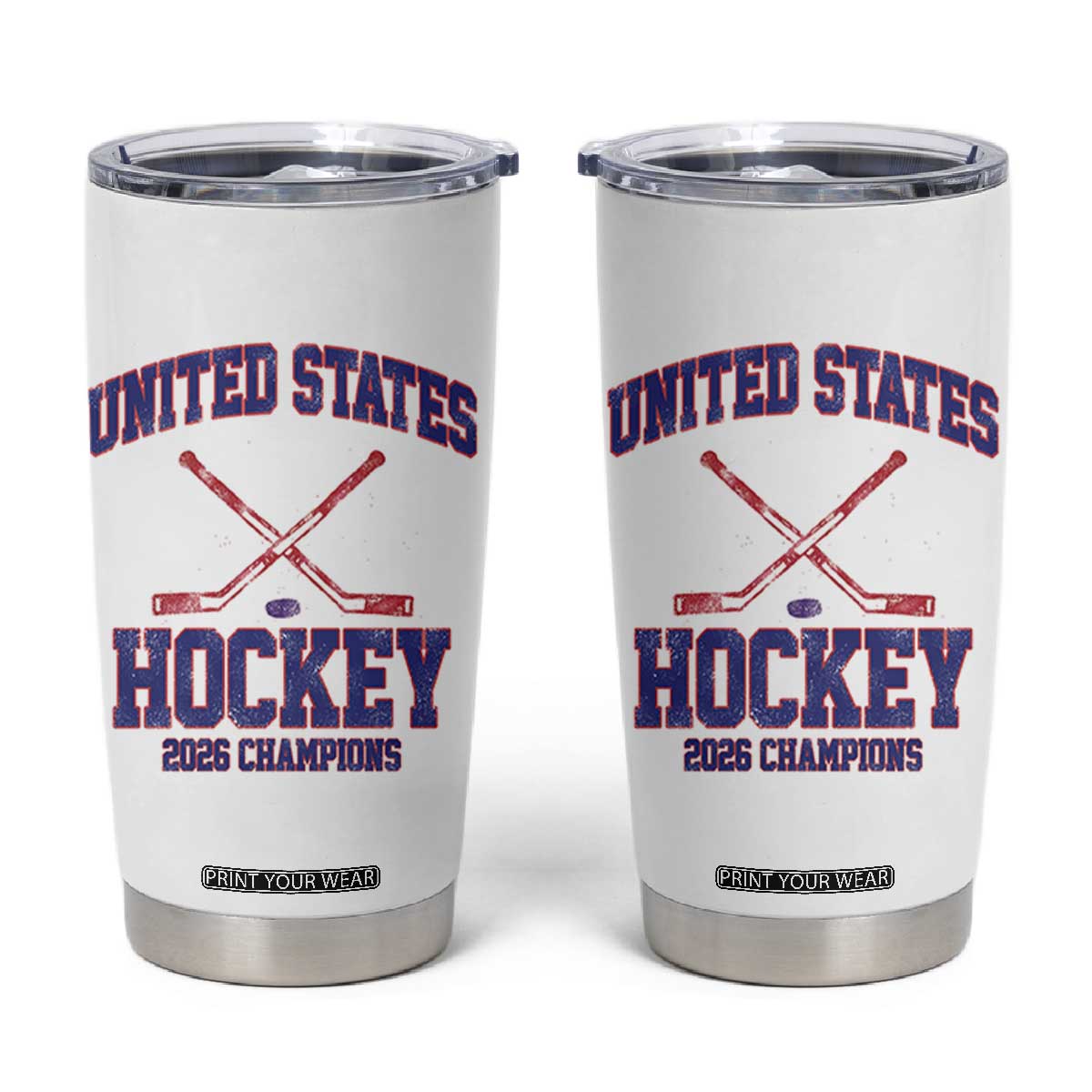 United States Hockey 2026 Champions Tumbler Cup Patriotic USA Ice Hockey Victory Fan TS02 White Print Your Wear
