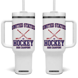 United States Hockey 2026 Champions Tumbler With Handle Patriotic USA Ice Hockey Victory Fan TS02 One Size: 40 oz White Print Your Wear