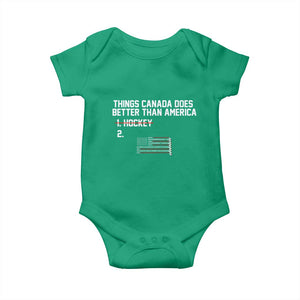 Things Canada Does Better Than America Hockey Joke Baby Onesie Funny USA Ice Hockey Rivalry Patriotic TS02 Irish Green Print Your Wear