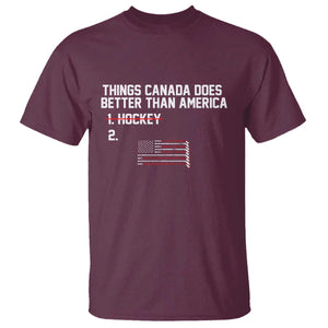 Things Canada Does Better Than America - Hockey Joke T Shirt - Funny USA Ice Hockey Rivalry - Patriotic TS02 Maroon Print Your Wear