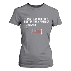 Things Canada Does Better Than America Hockey Joke T Shirt For Women Funny USA Ice Hockey Rivalry Patriotic TS02 Charcoal Print Your Wear