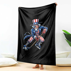 Uncle Sam Playing Hockey Patriotic Graphic Throw Blanket Funny USA Ice Hockey American Pride TS02 Print Your Wear