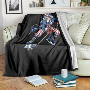 Uncle Sam Playing Hockey Patriotic Graphic Throw Blanket Funny USA Ice Hockey American Pride TS02 Print Your Wear