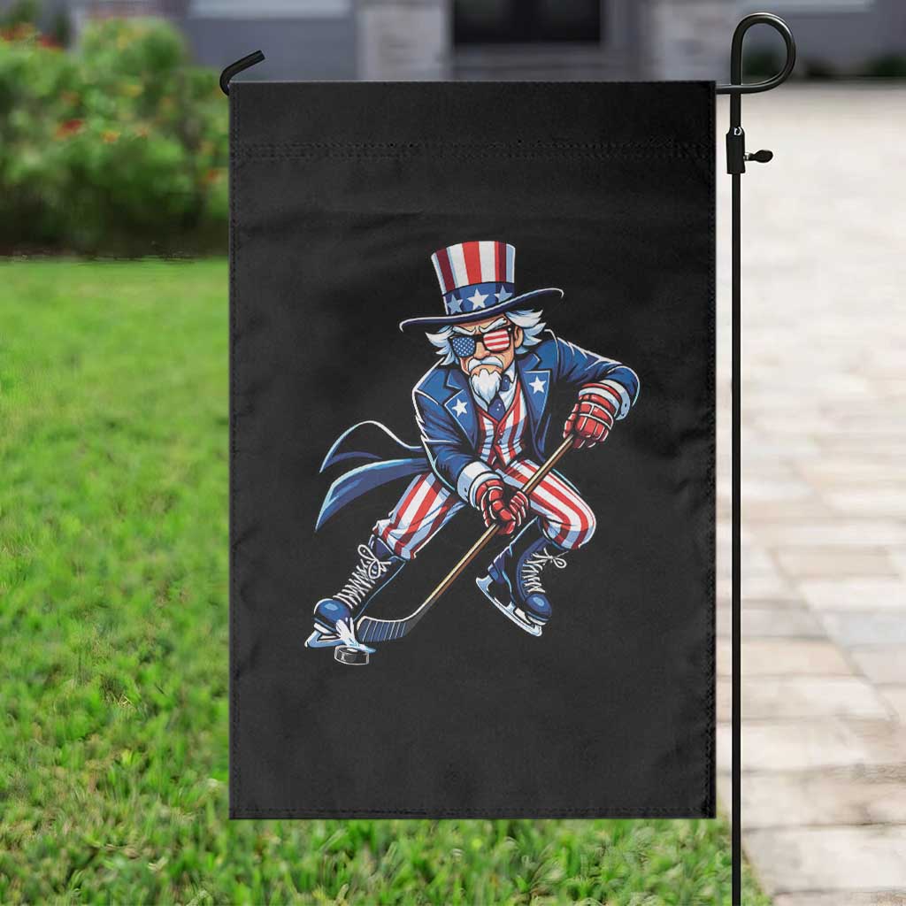 Uncle Sam Playing Hockey Patriotic Graphic Garden Flag Funny USA Ice Hockey American Pride TS02 Print Your Wear