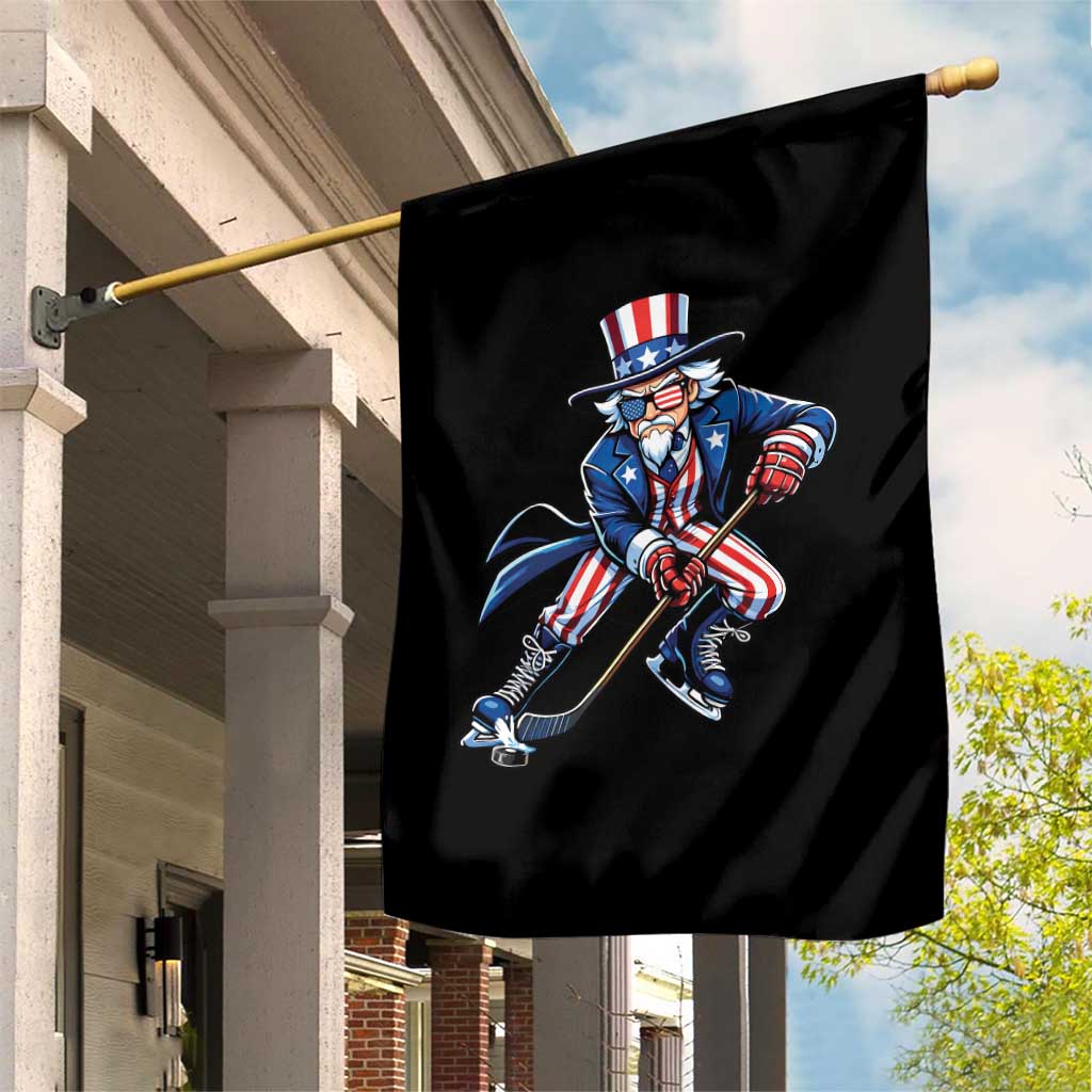 Uncle Sam Playing Hockey Patriotic Graphic Garden Flag Funny USA Ice Hockey American Pride TS02 Print Your Wear