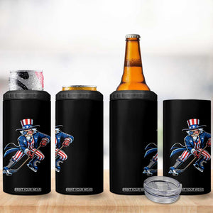 Uncle Sam Playing Hockey Patriotic Graphic 4 in 1 Can Cooler Tumbler Funny USA Ice Hockey American Pride TS02 Print Your Wear